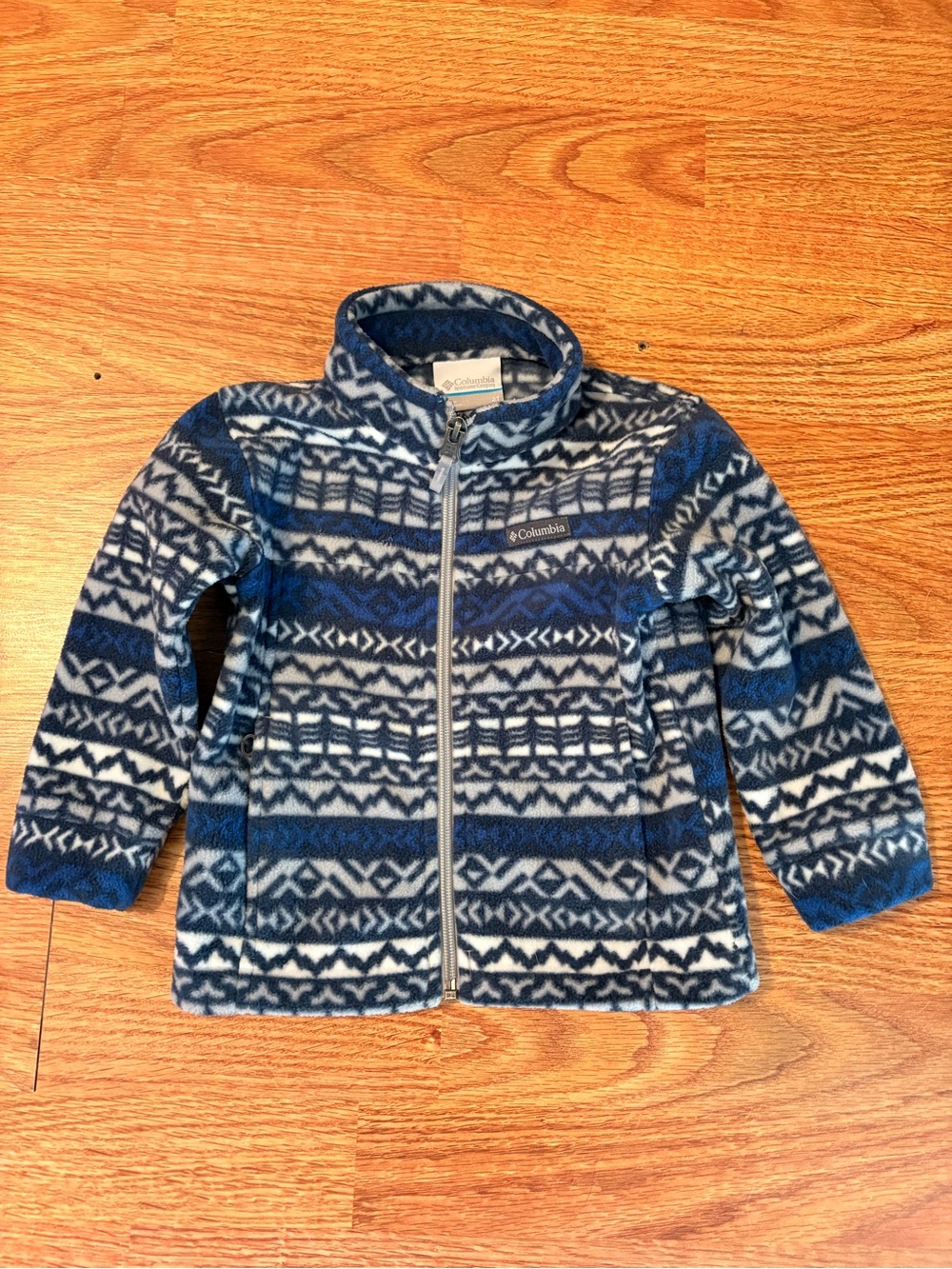 Columbia Kids Blue & White Patterned Fleece Zip Jacket
